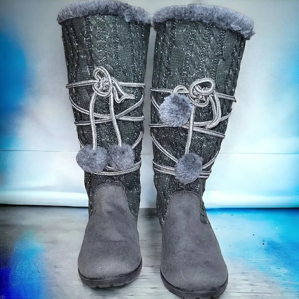 Justia Gray metallic Silver Lined Calf Boots